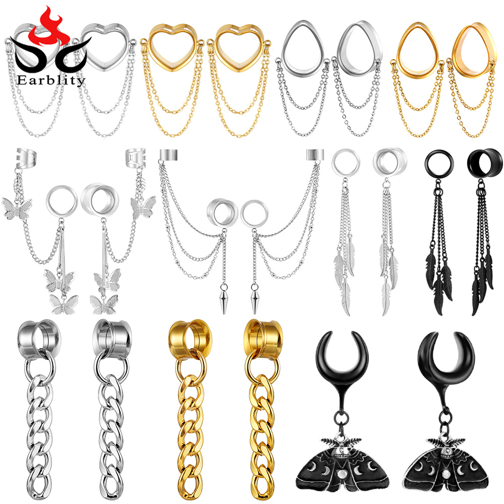 Body Jewelry Gauges - Osbourney 2PCS Stainless Steel Fashion Dangles