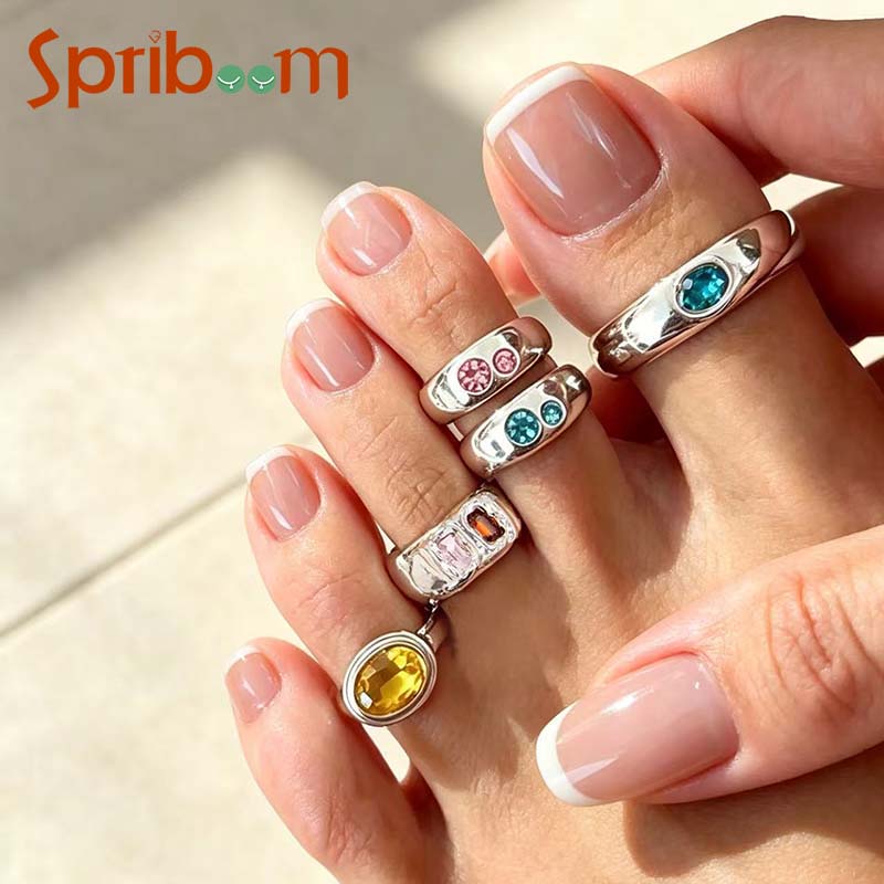 Body Jewelry Rings - 5Pcs/set Colorful Crystal Open Toe Rings