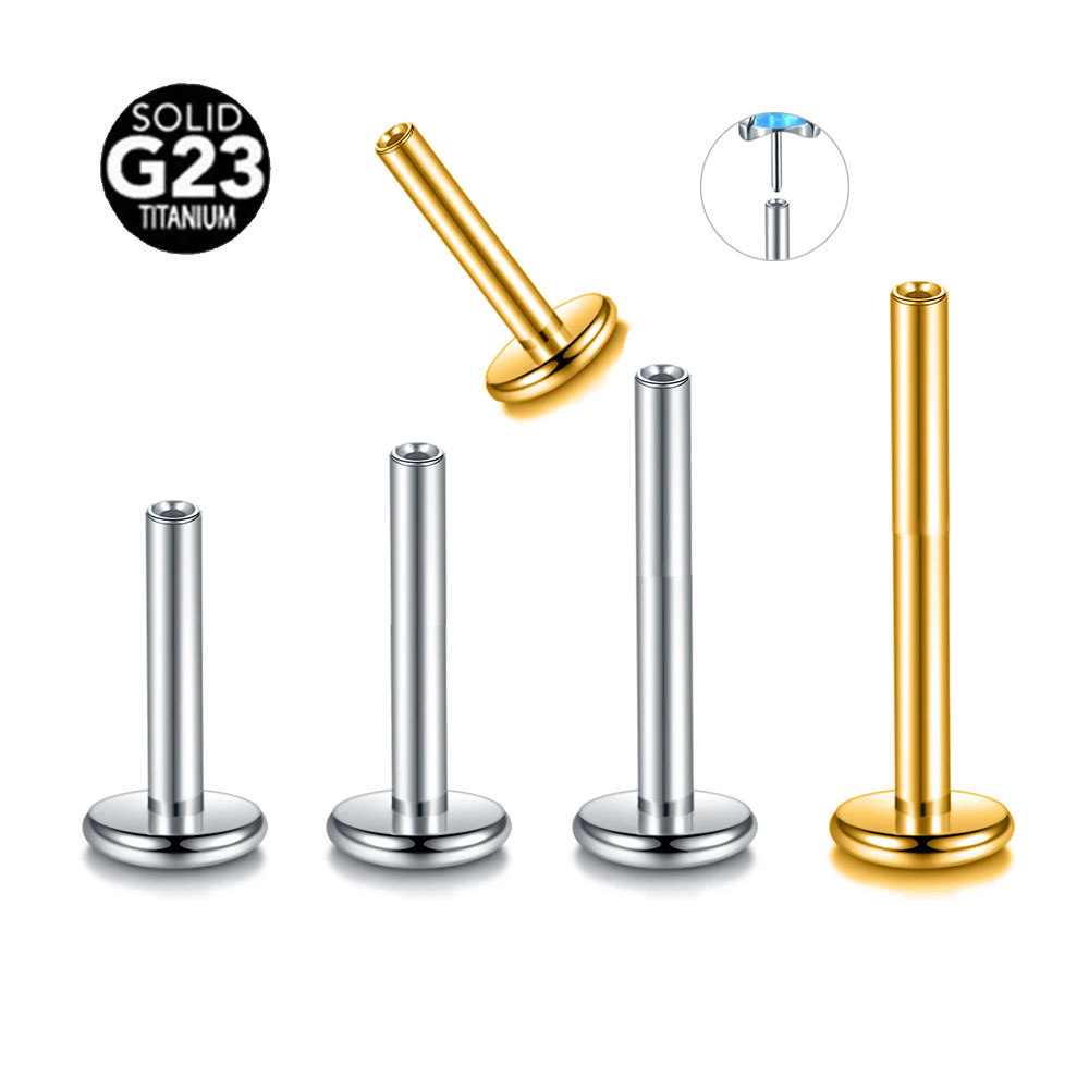 Flat Back Labret Stud - 10pcs/Lot ASTM F136 G23 Titanium Threadless