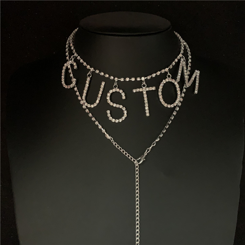Body Jewelry Goth - Dropship CUSTOM DIY Rhinestone Letter Necklace