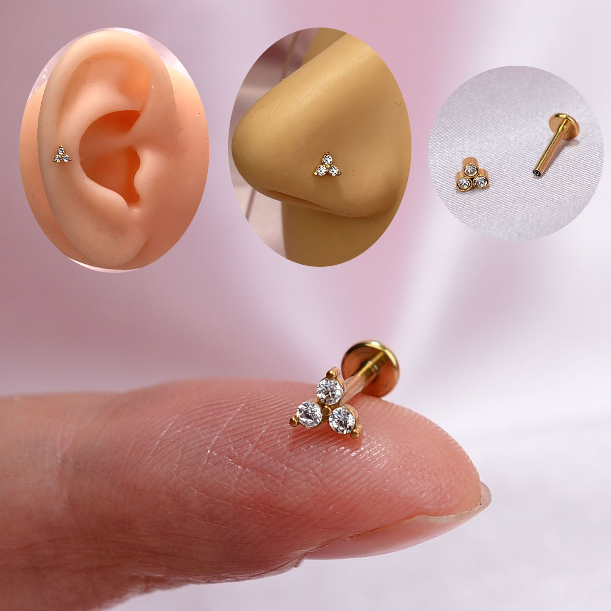 Flat Back Labret Stud - 1Piece Surgical Steel Tiny Flat Back