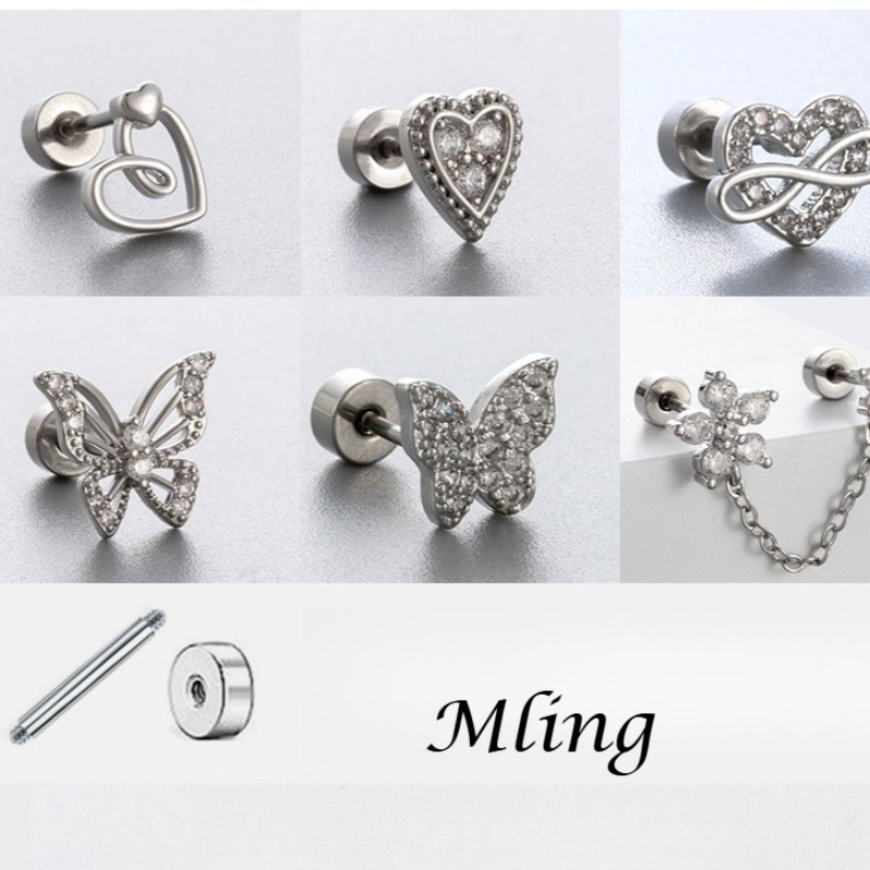 Flat Back Labret Stud - G23 Titanium Heart Flat Back Cartilage