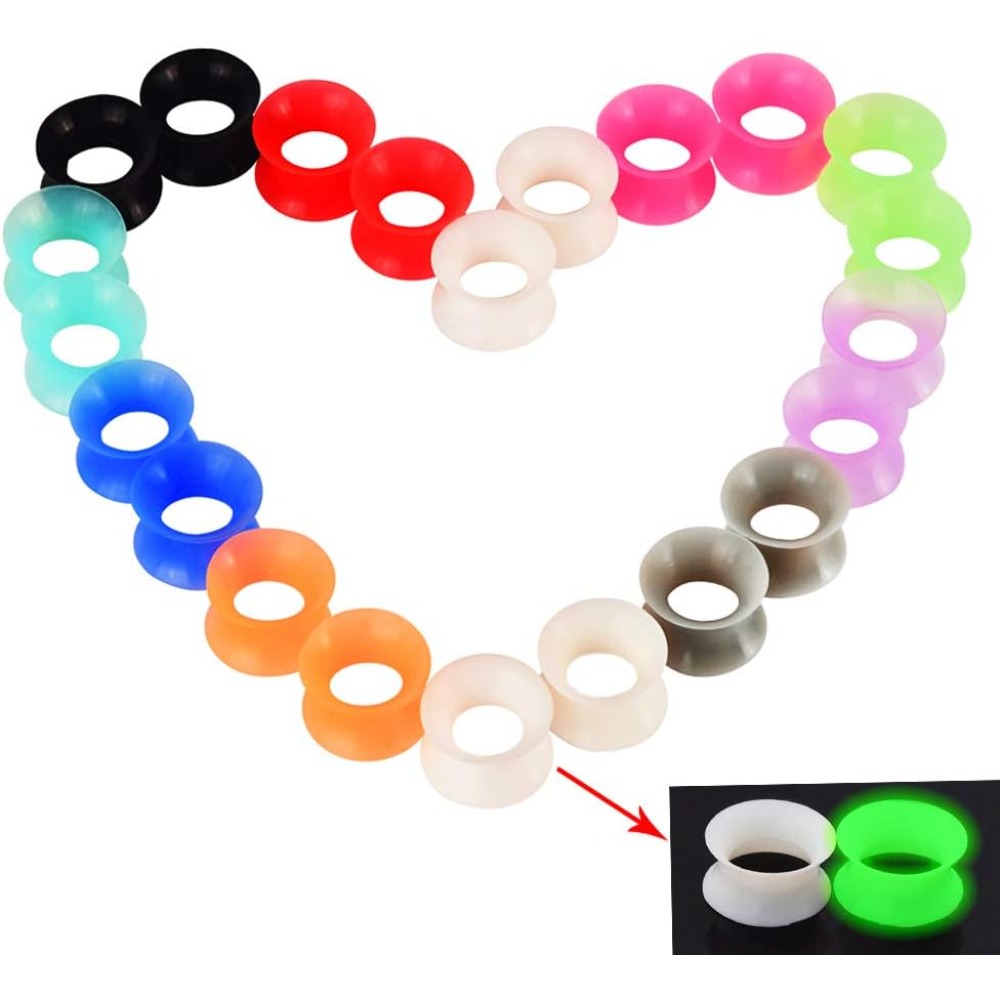 Body Jewelry Gauges - 22pcs Colorful Silicone Gauges Plugs Double