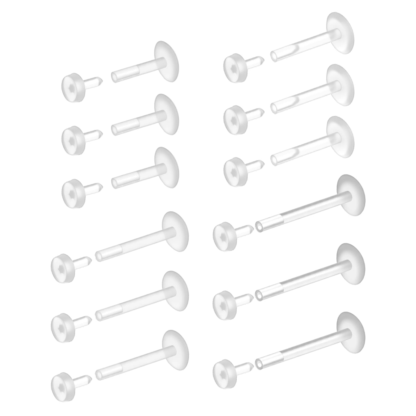 Flat Back Labret Stud - 12 Pcs Flat Back Clear Earrings