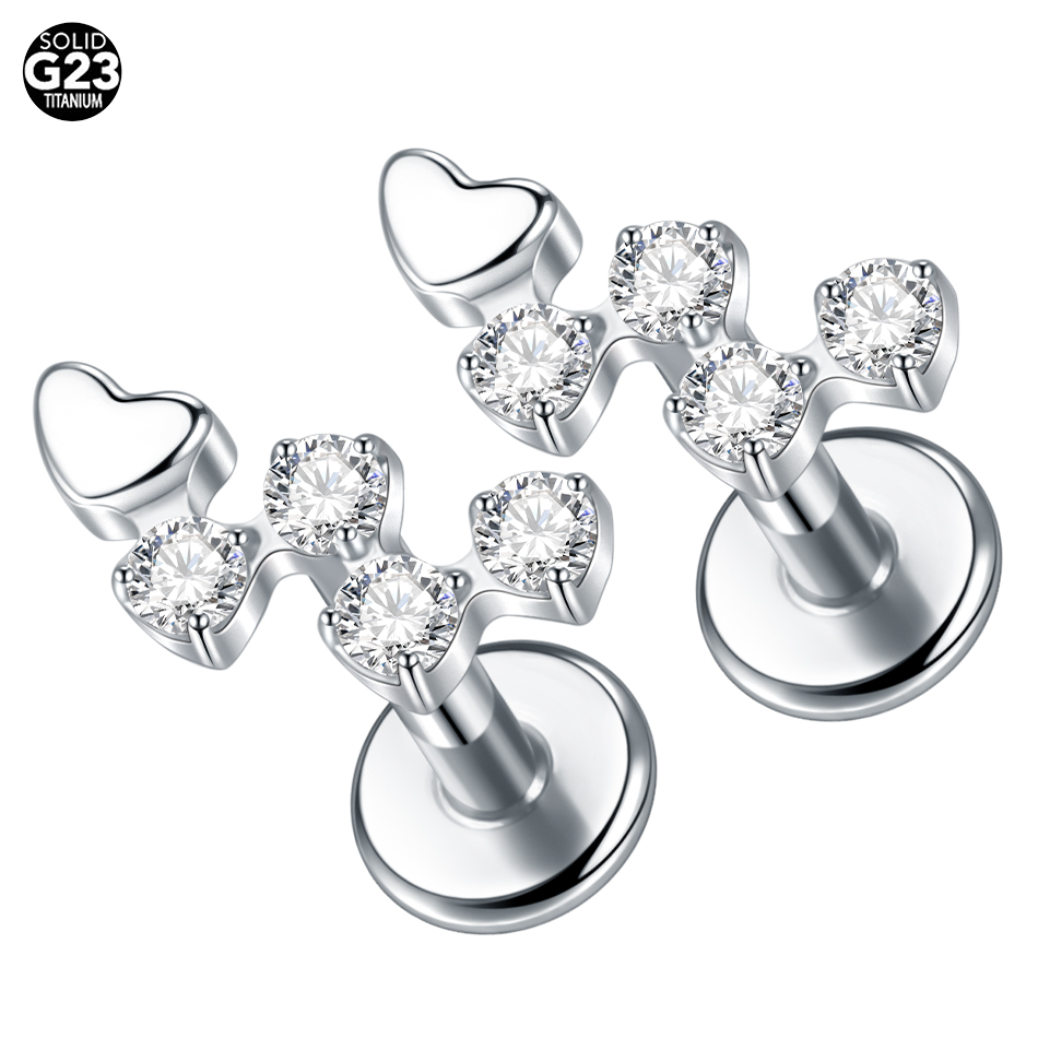 1Pc Titanium Flower Zircon Lab - Flat Back Labret Stud recension och pris