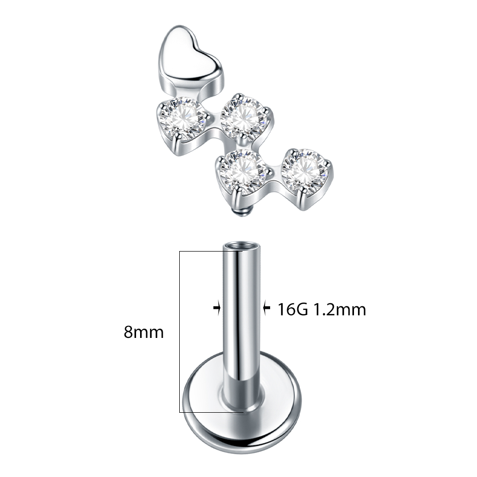 1Pc Titanium Flower Zircon Lab - Flat Back Labret Stud recension och pris