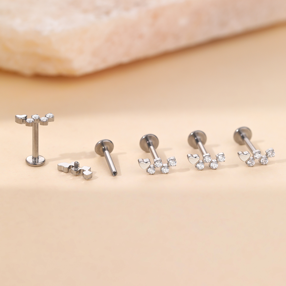 1Pc Titanium Flower Zircon Lab - Flat Back Labret Stud recension och pris
