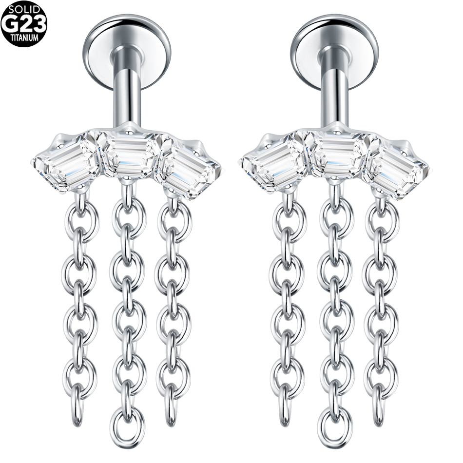 1/5Pcs G23 Titanium Ear Cartil - Flat Back Labret Stud recension och pris