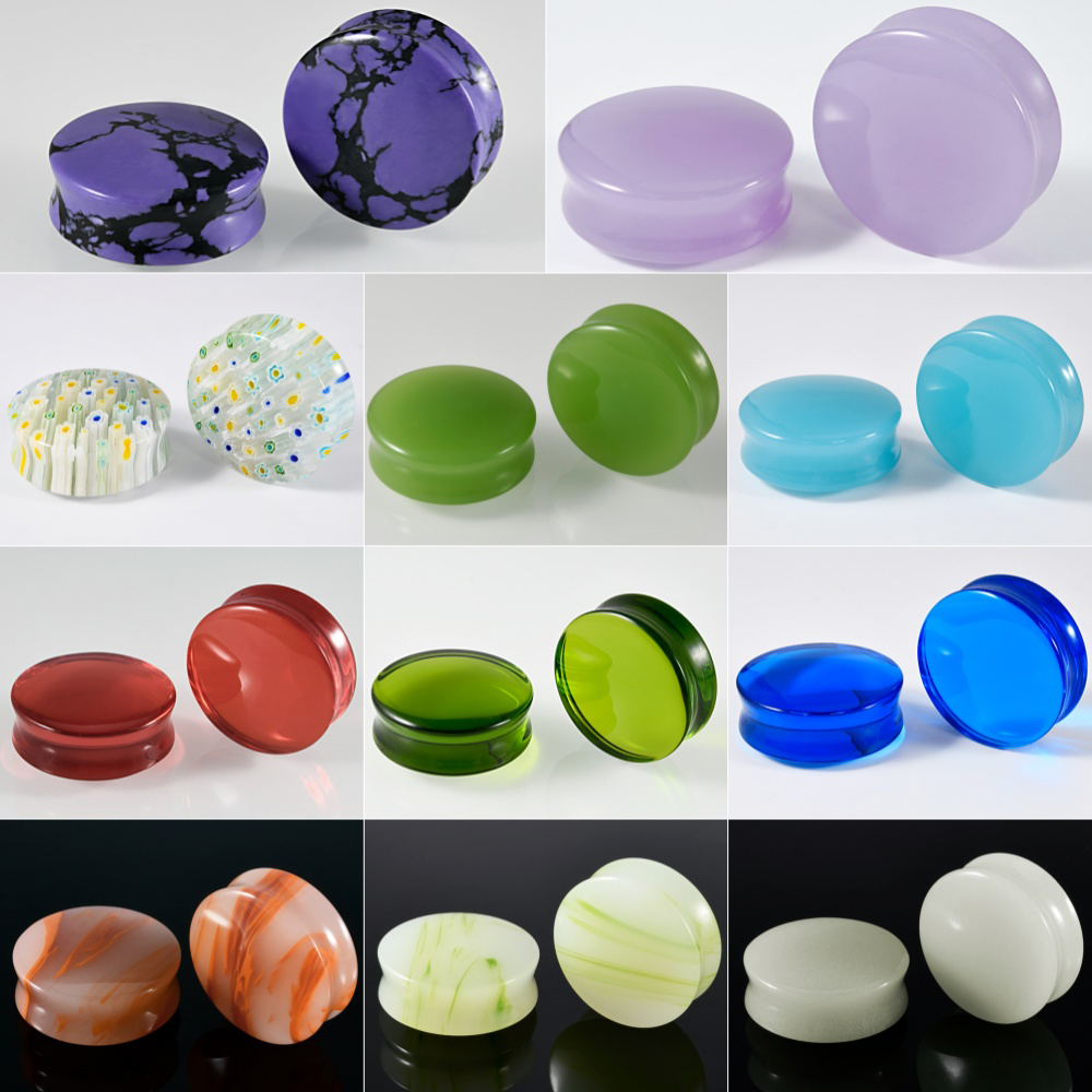 1/2/22PCS Glass&Stone Round Ea - Body Jewelry Gauges recension och pris