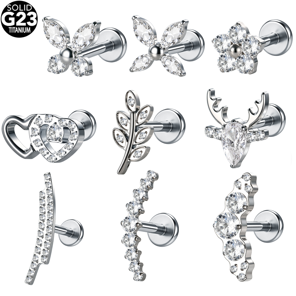 1/5Pcs G23 Titanium Butterfly  - Flat Back Labret Stud recension och pris
