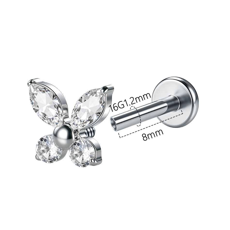 1/5Pcs G23 Titanium Butterfly  - Flat Back Labret Stud recension och pris