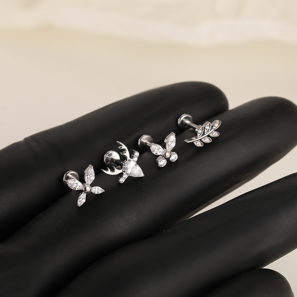 1/5Pcs G23 Titanium Butterfly  - Flat Back Labret Stud recension och pris