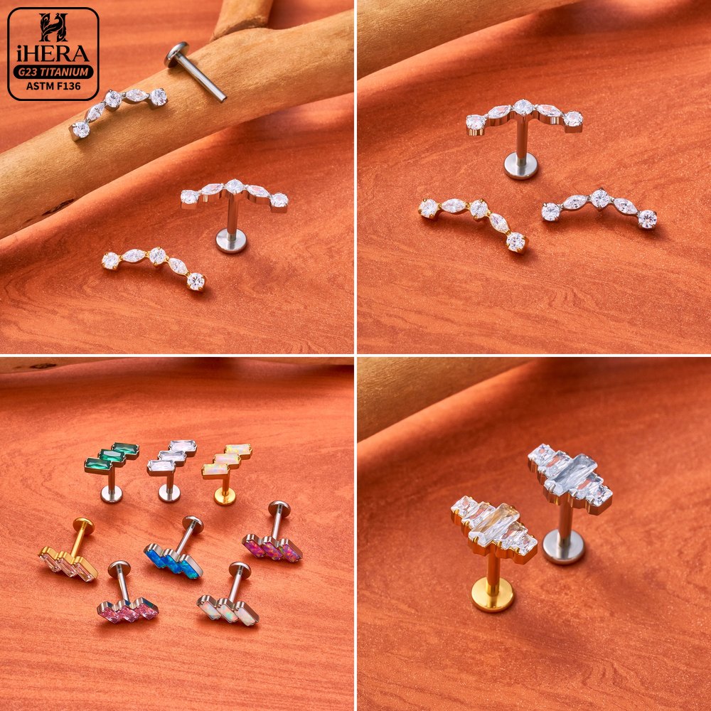 ASTM F136 Titanium Piercing Ba - Flat Back Labret Stud recension och pris