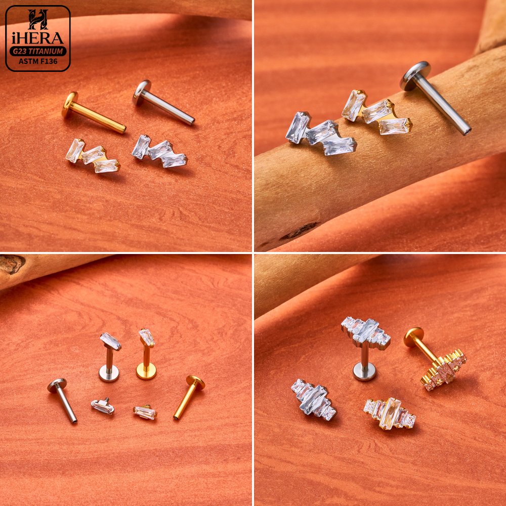 ASTM F136 Titanium Piercing Ba - Flat Back Labret Stud recension och pris