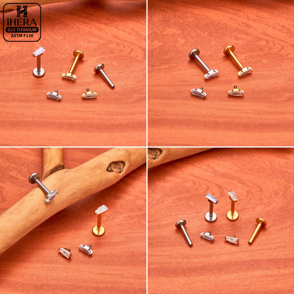 ASTM F136 Titanium Piercing Ba - Flat Back Labret Stud recension och pris