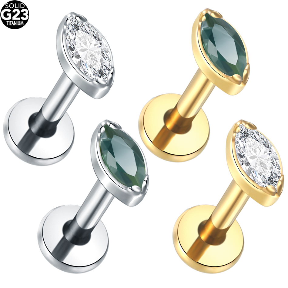 1Pc/5Pcs Titanium Cartilage Ea - Flat Back Labret Stud recension och pris