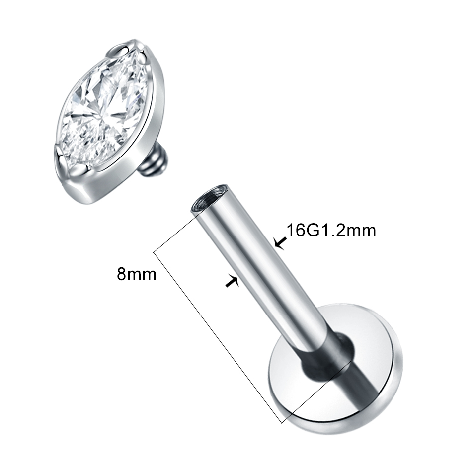 1Pc/5Pcs Titanium Cartilage Ea - Flat Back Labret Stud recension och pris