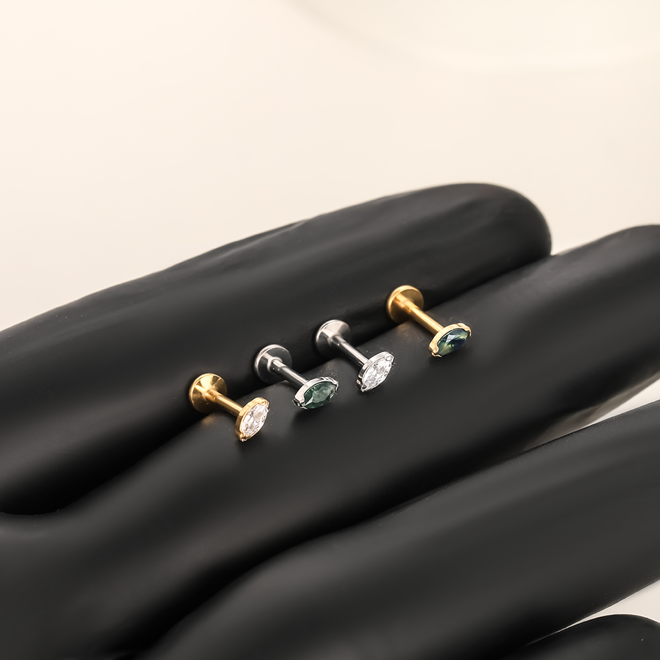 1Pc/5Pcs Titanium Cartilage Ea - Flat Back Labret Stud recension och pris