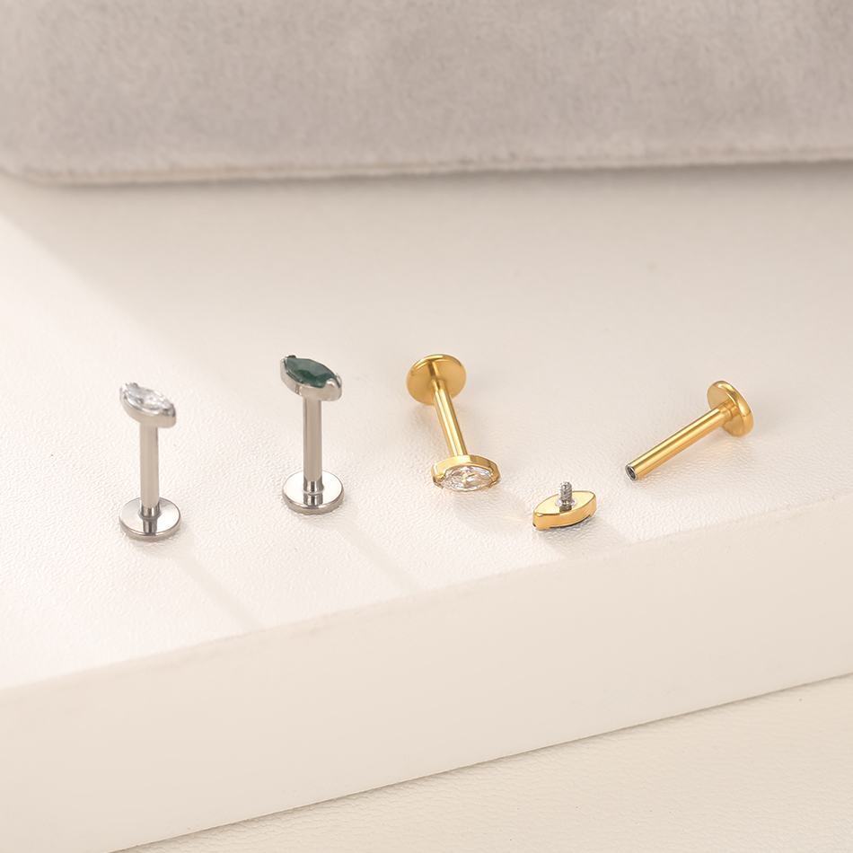 1Pc/5Pcs Titanium Cartilage Ea - Flat Back Labret Stud recension och pris