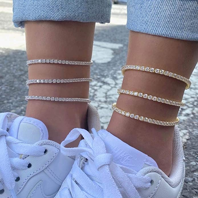 Iced Out 4MM Zircon Tennis Ank - Body Jewelry Leg Chain recension och pris