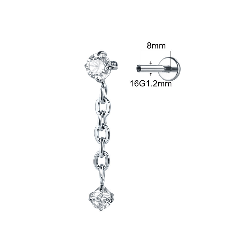 1Pcs ASTM F136 Titanium 16G Da - Flat Back Labret Stud recension och pris