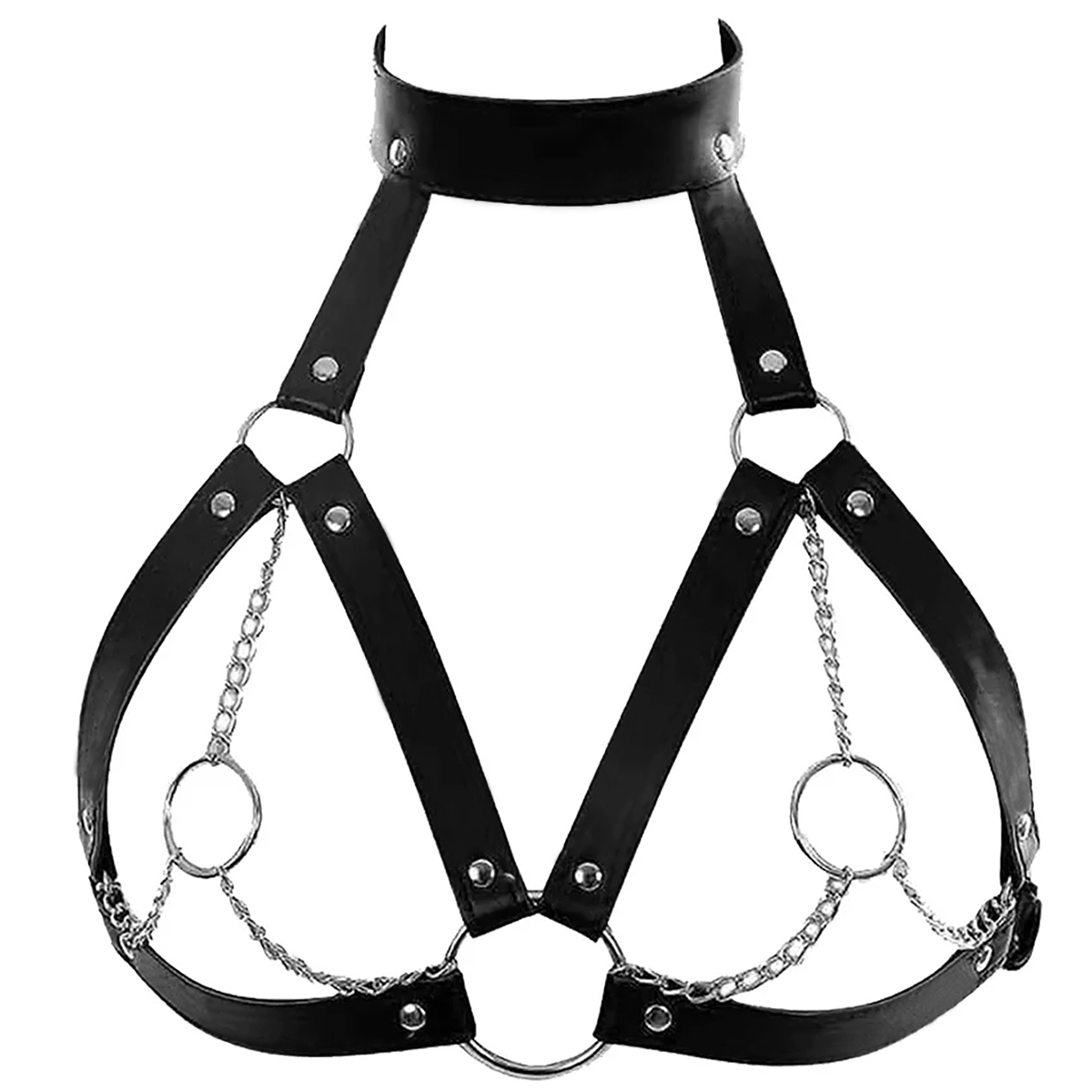 Women Leather Harness Belt Wai - Body Jewelry Goth recension och pris