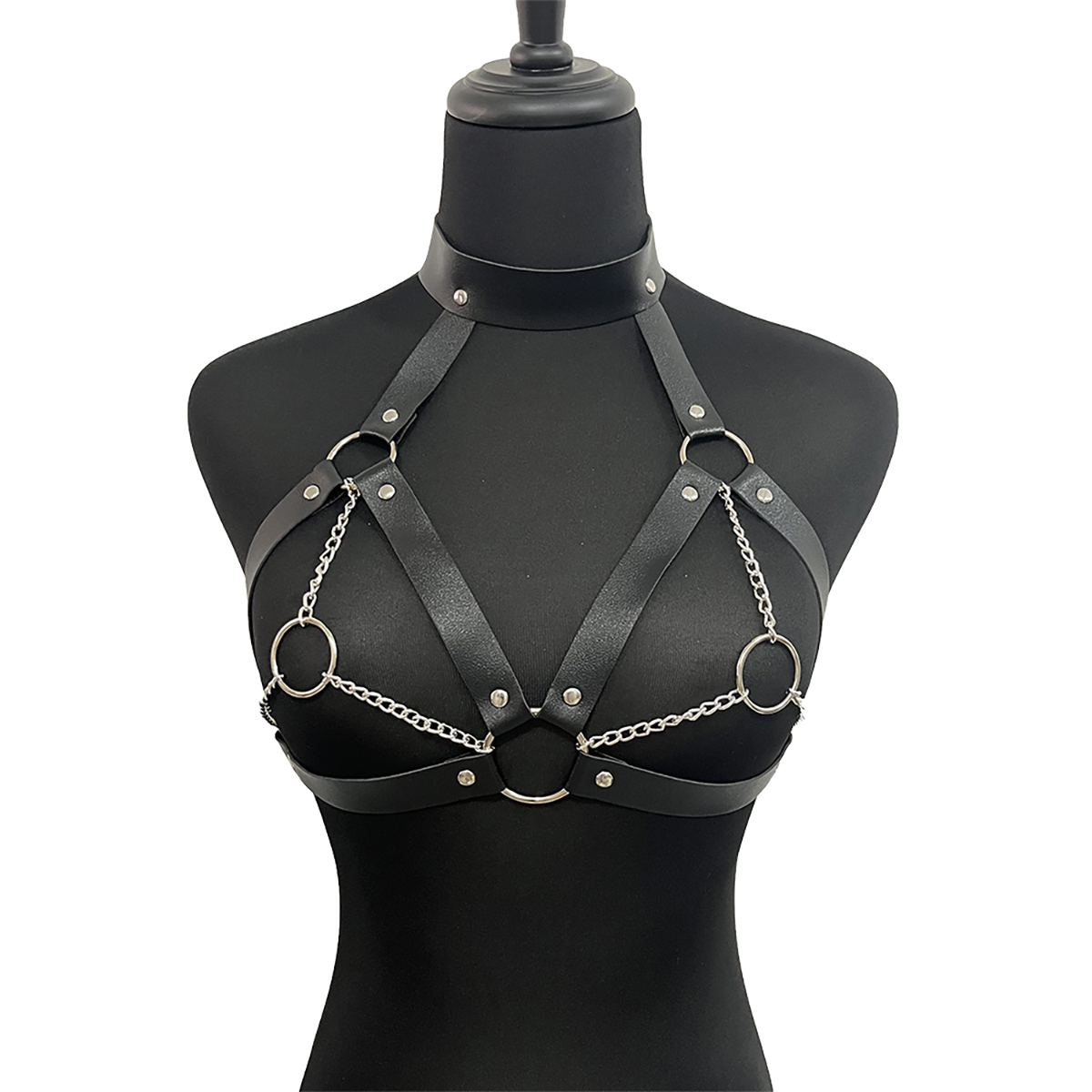 Women Leather Harness Belt Wai - Body Jewelry Goth recension och pris