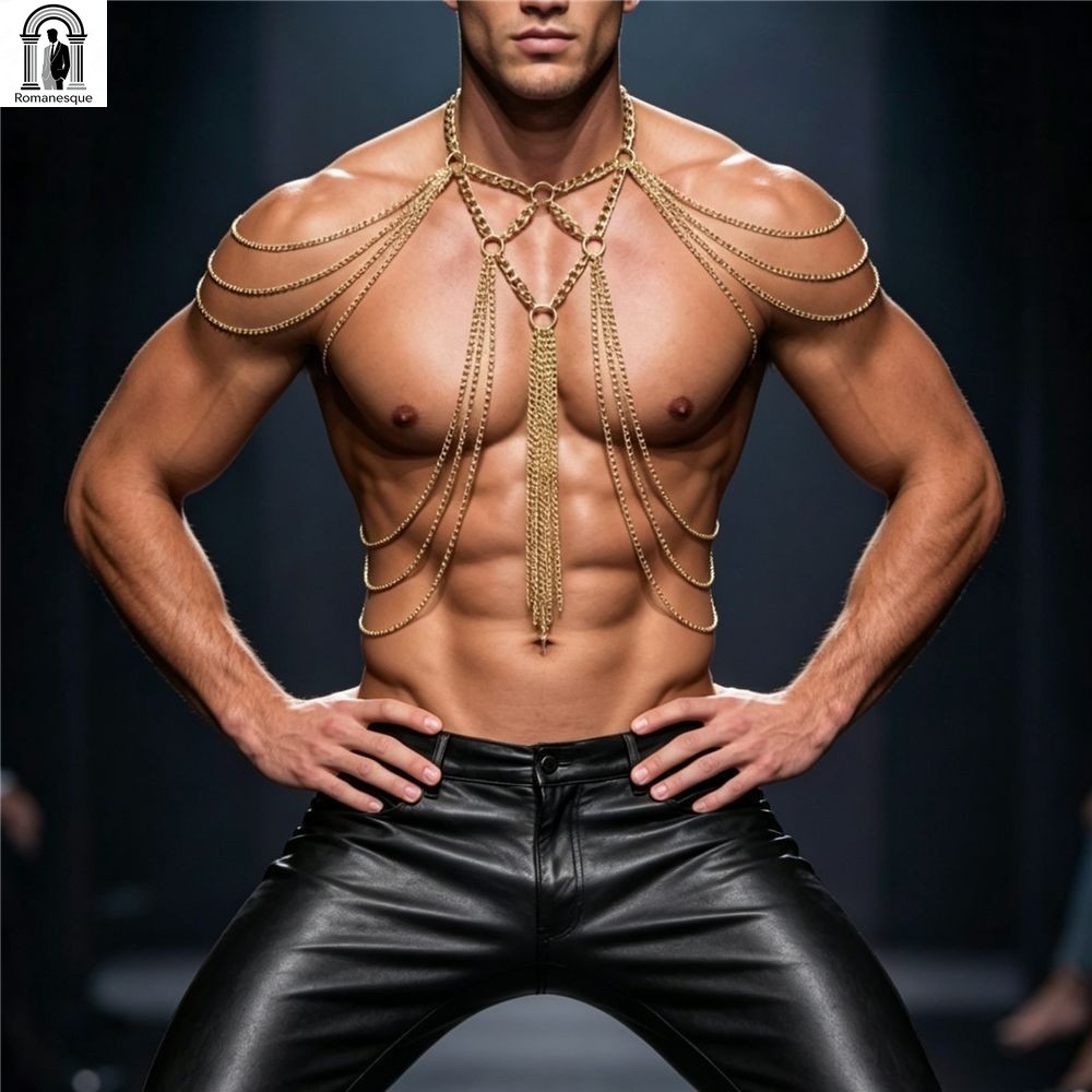 Men's Gold Multi-layer Body Ch - Body Jewelry Goth recension och pris