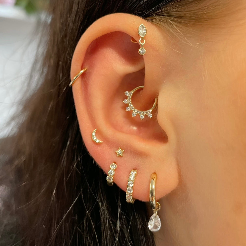1PC Star Moon Lightning Zircon - Flat Back Labret Stud recension och pris