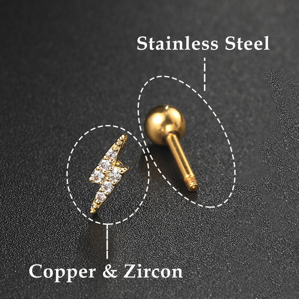 1PC Star Moon Lightning Zircon - Flat Back Labret Stud recension och pris