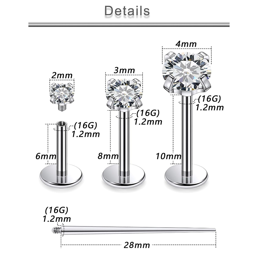 13 PCS Labret Piercing Set Sur - Flat Back Labret Stud recension och pris