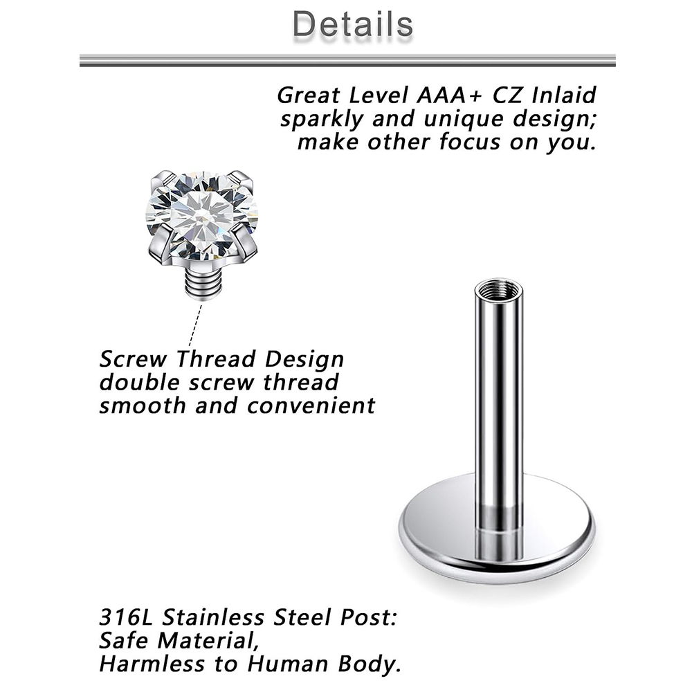 13 PCS Labret Piercing Set Sur - Flat Back Labret Stud recension och pris