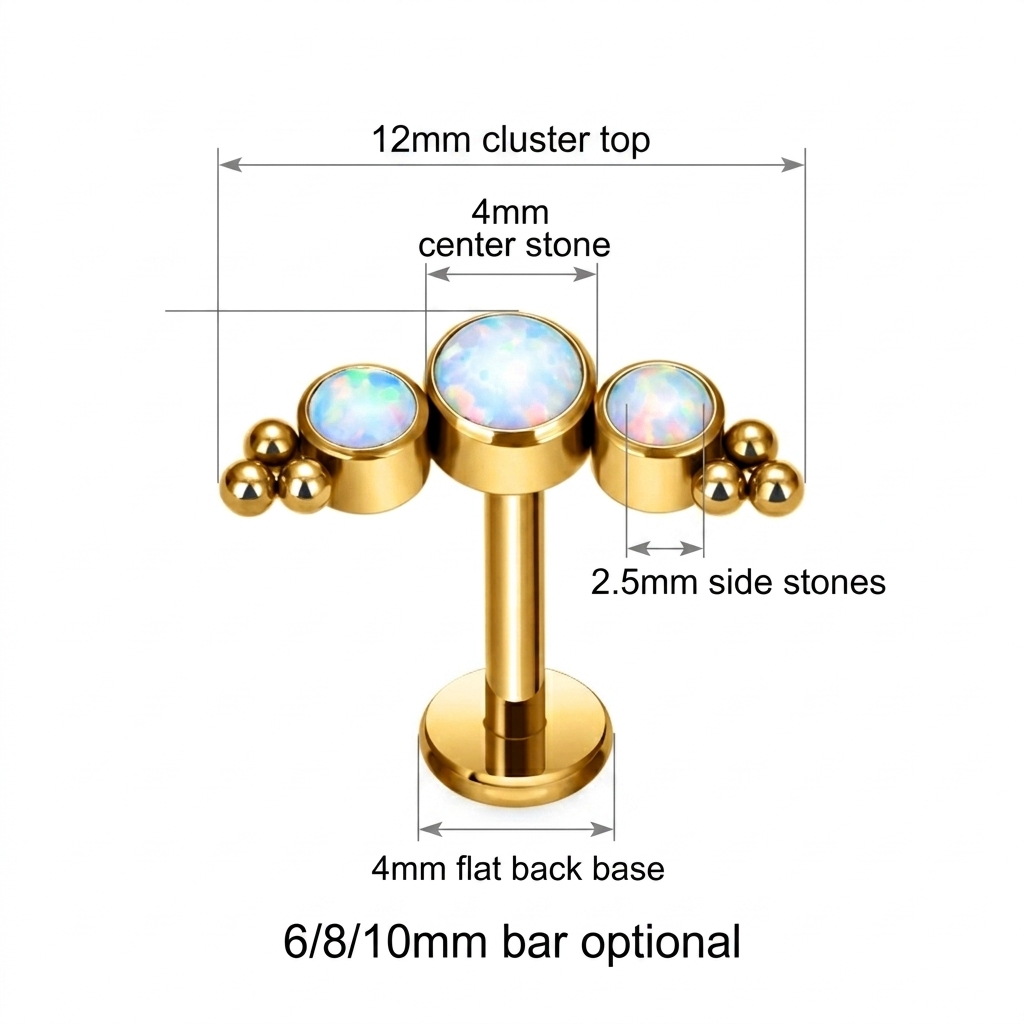 G23 Titanium Labret Cluster Ge - Flat Back Labret Stud recension och pris
