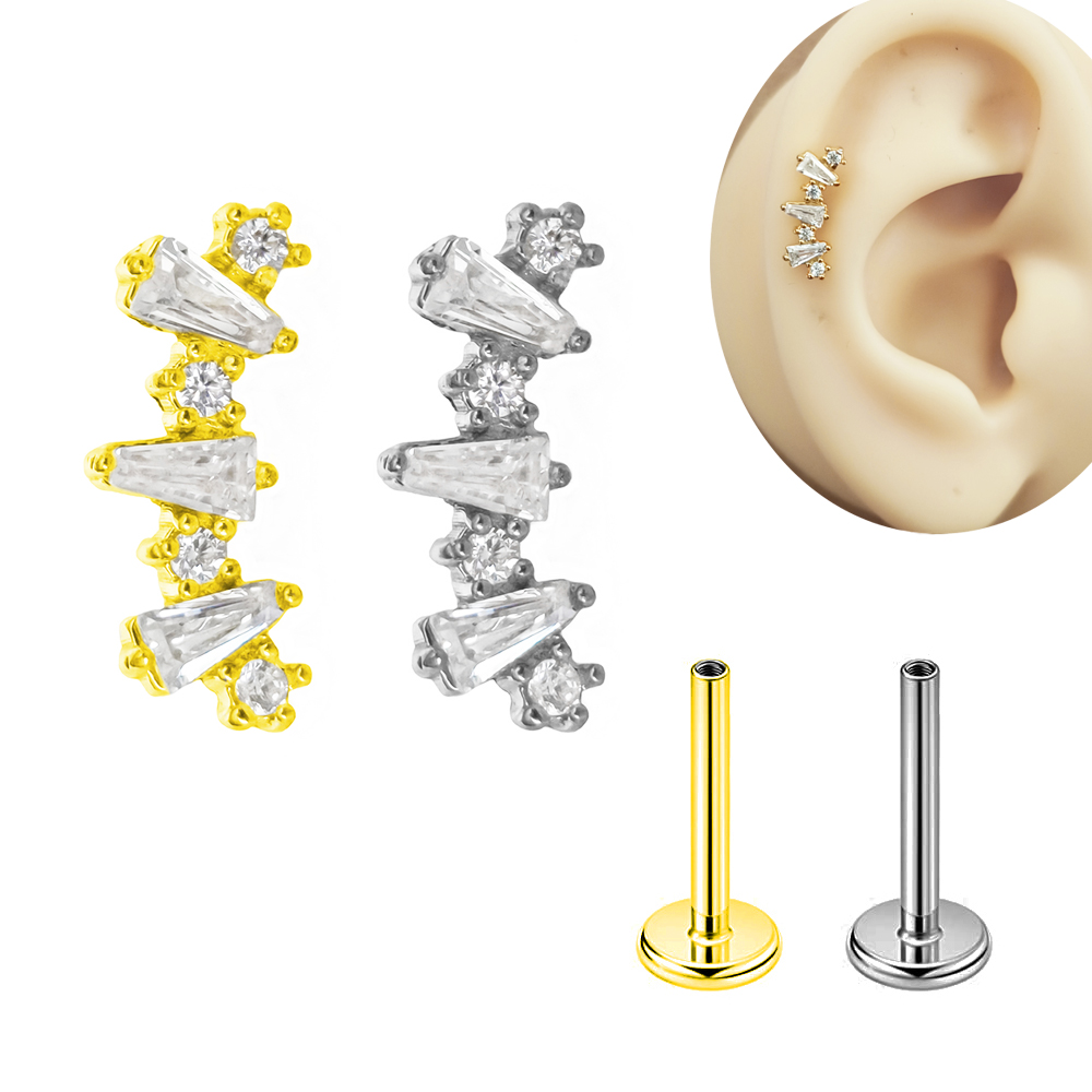 Internal Threaded Cubic Zircon - Flat Back Labret Stud recension och pris