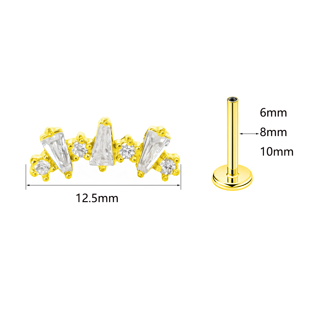 Internal Threaded Cubic Zircon - Flat Back Labret Stud recension och pris