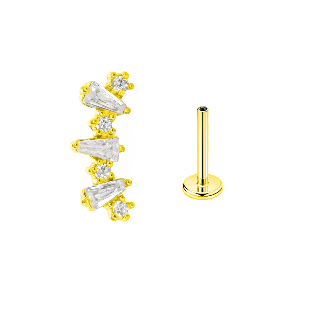Internal Threaded Cubic Zircon - Flat Back Labret Stud recension och pris
