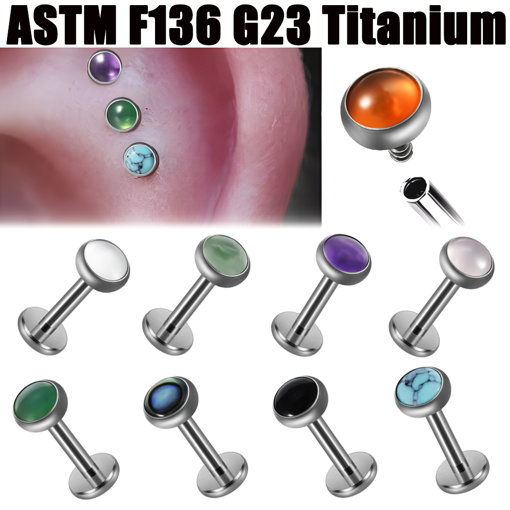 1PC 16g G23 Titanium Crystal&S - Flat Back Labret Stud recension och pris