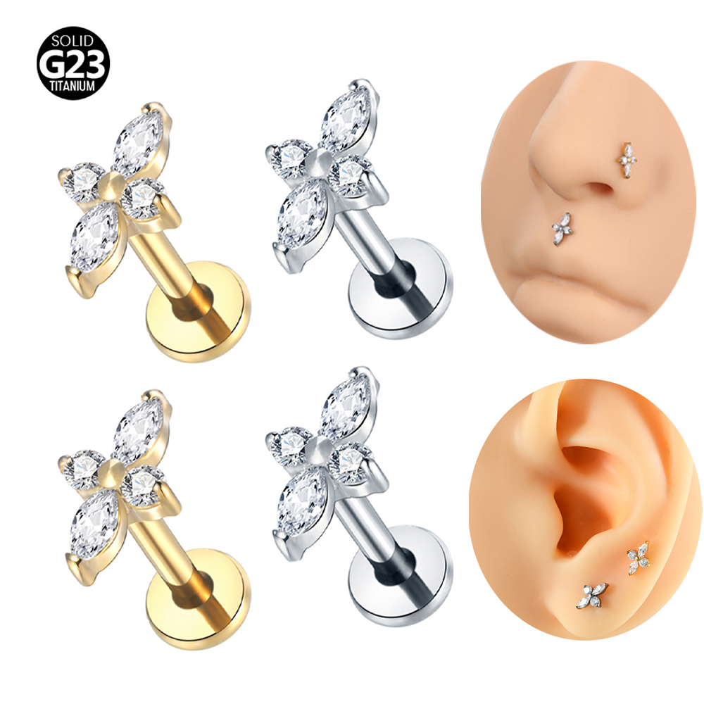 1PC G23 Titanium Labret Pierci - Flat Back Labret Stud recension och pris