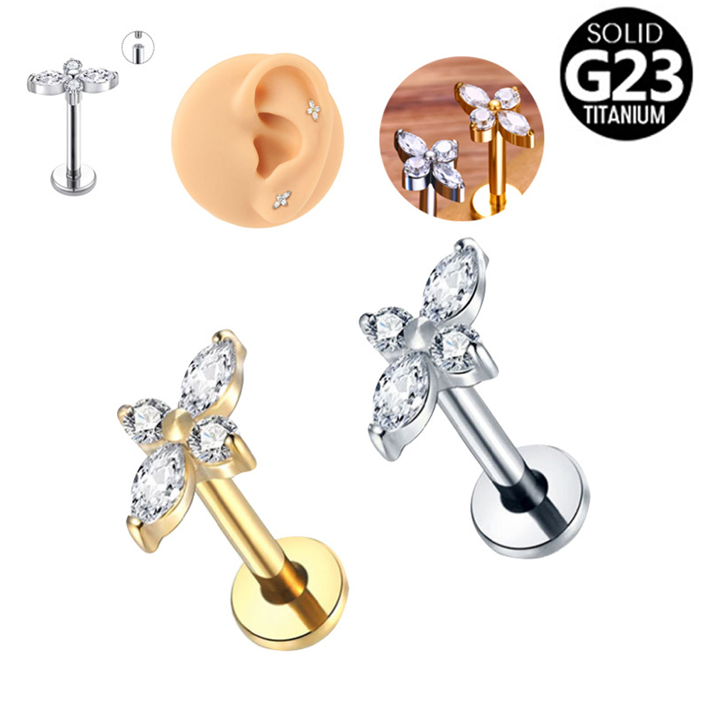 1PC G23 Titanium Labret Pierci - Flat Back Labret Stud recension och pris