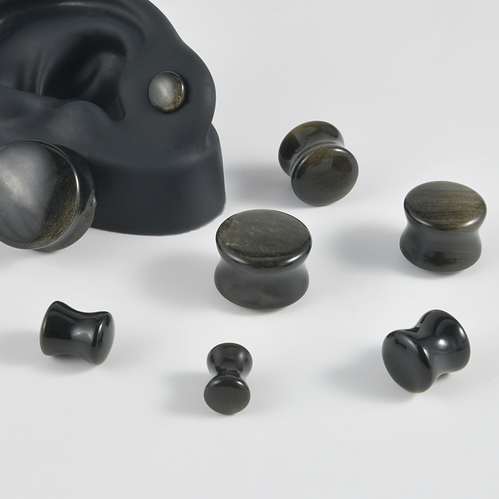 Black Natural Stone Double Fla - Body Jewelry Gauges recension och pris