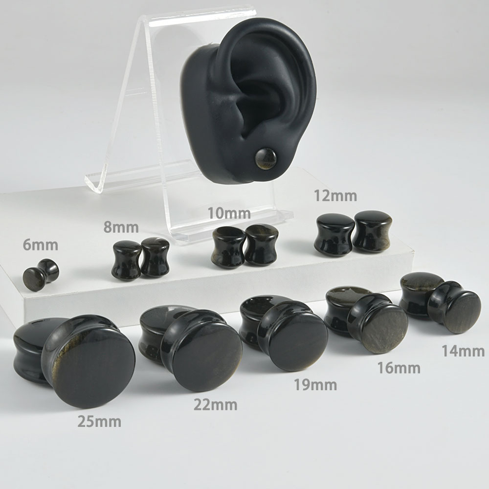 Black Natural Stone Double Fla - Body Jewelry Gauges recension och pris
