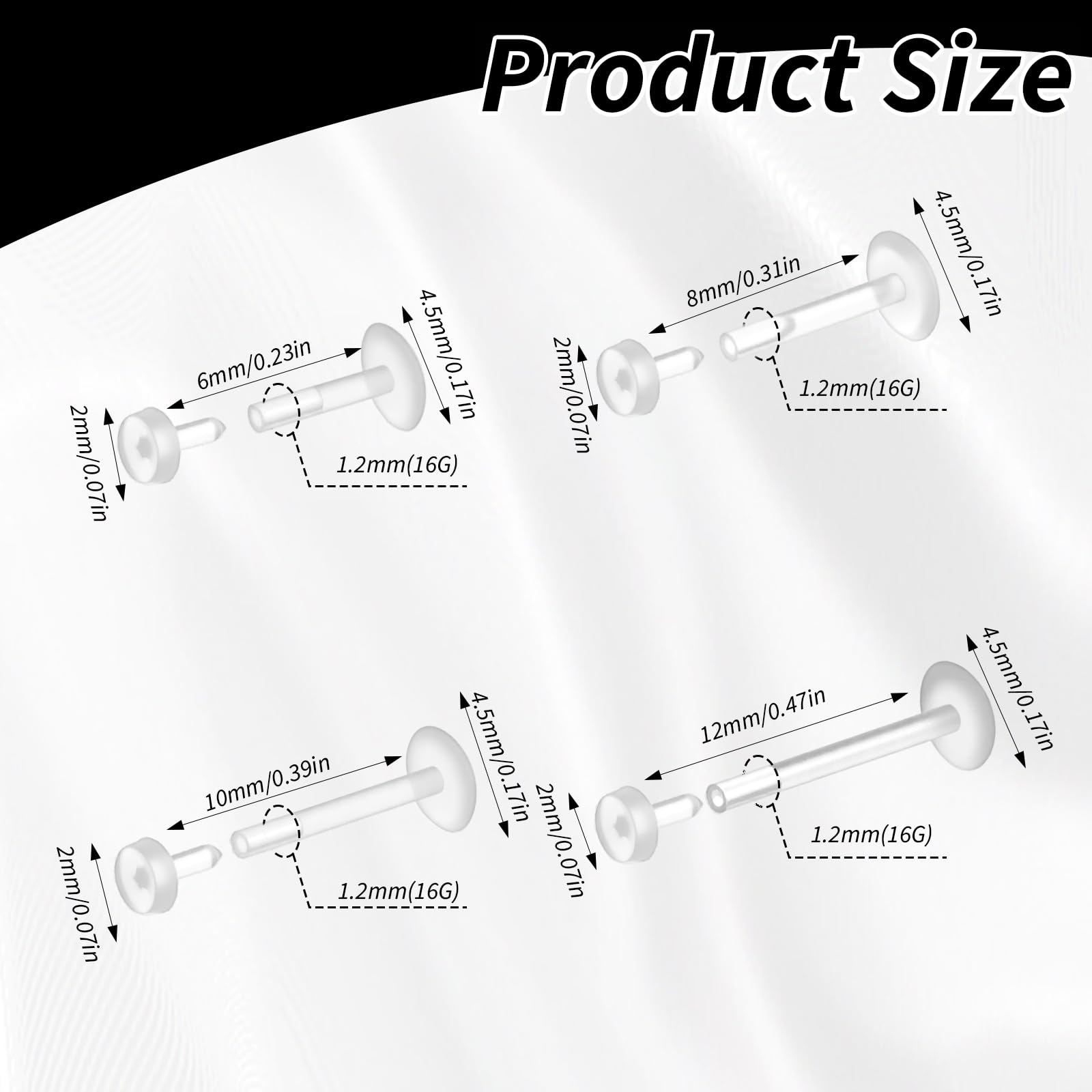 12 Pcs Flat Back Clear Earring - Flat Back Labret Stud recension och pris