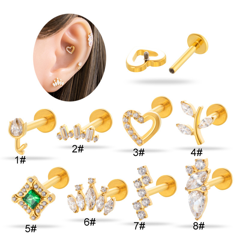 1PC G23 Titanium Heart Cartila - Flat Back Labret Stud recension och pris