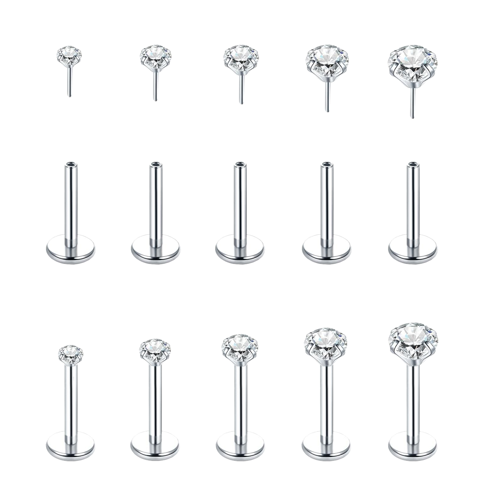 5Pcs Stainless Steel Earrings  - Flat Back Labret Stud recension och pris
